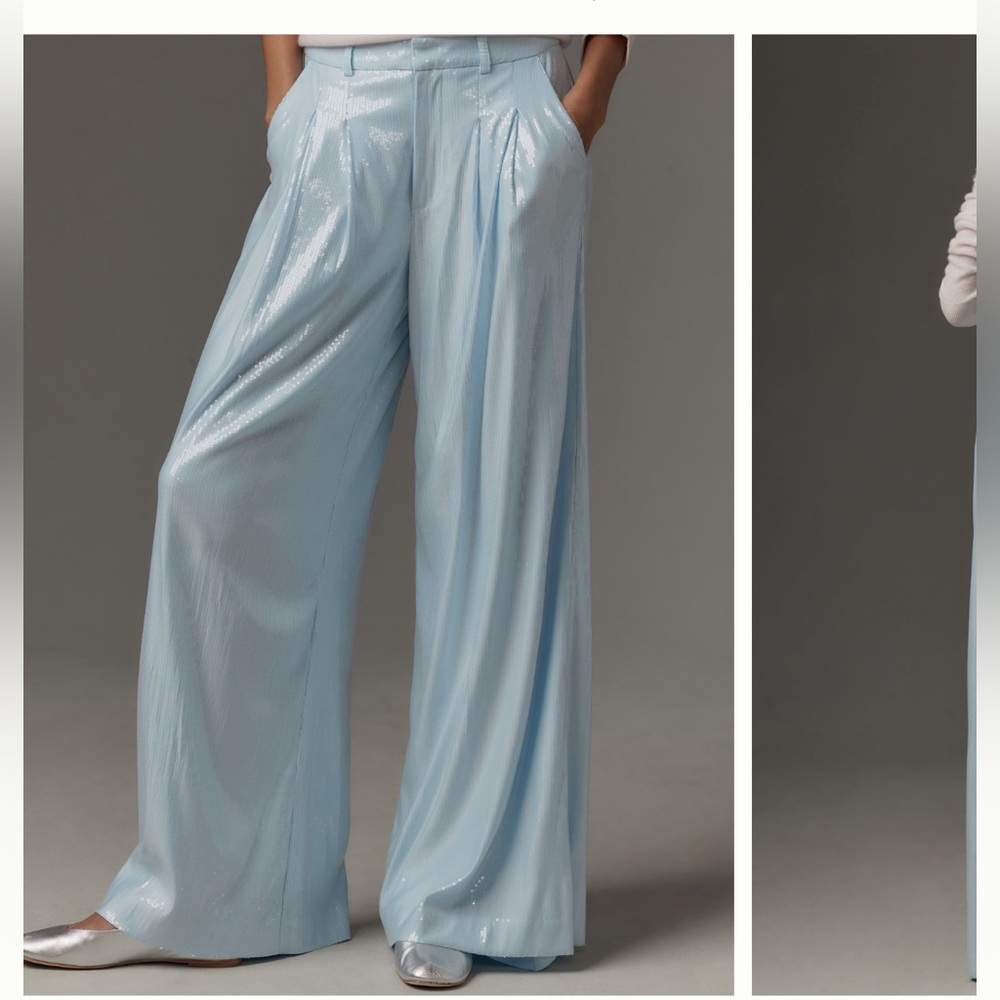 Avery Pleated Wide Leg Trousers by Maeve: Sequin Edition